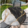 thumbnail image 1 of Round Tablecloth with Elastic Edge, 36-60Inch Waterproof Table Cloth for Dinner, Outdoor, Picnic, 52inch, Marble, 1 of 6