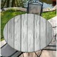 thumbnail image 1 of Round Tablecloth with Elastic Edge, 36-60Inch Waterproof Table Cloth for Dinner, Outdoor, Picnic, 52inch, Wood, 1 of 6