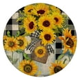 thumbnail image 1 of Round Tablecloth with Elastic Edge, Sunflower Print for Seasonal Home Decor, Water-Resistant Polyester Fabric, Fits 44-52 Inch, 1 of 4