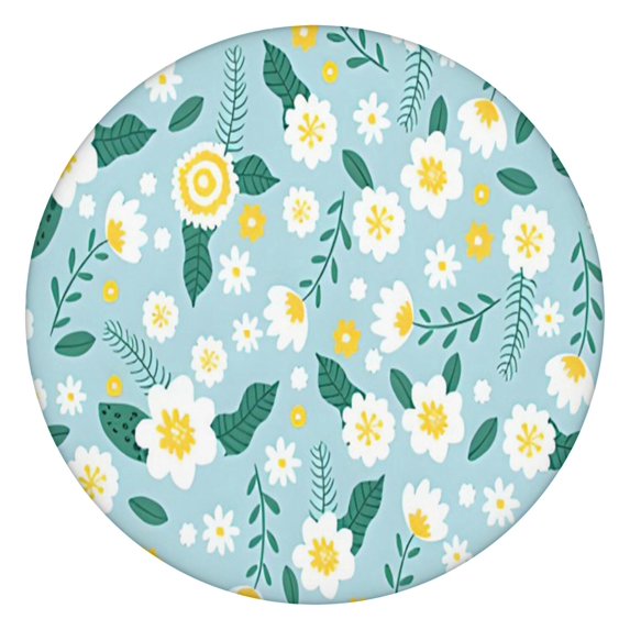 Round Tablecloth with Elastic Fit and Vibrant Floral Design, Water-Resistant Polyester for Dining or Garden Use, Fits 44-52 Inch