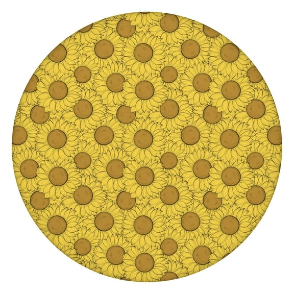 Round Tablecloth with Watercolor Floral Illustration, Elastic Waterproof Table Cover for Farmhouse Spring Summer Rustic Dining Table