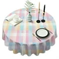 thumbnail image 1 of Round Tableclothes Rainbow Colorful Buffalo Grille Table Cloth 60x60inch Table Cloth Washable Foldable and Durable Table Cloths Polyester Tablecloth for Kitchen Dingroom Living Room Parties, 1 of 6