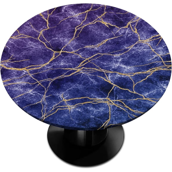 Round Tablecloths with Elastic Edge Leopard Animal Purple Skin Fitted Round Table Cloth Small Wipeable Washable Circle Table Covers for Dinner Patio Party Indoor Outdoor Kitchen Decor (Fit 40-44 In)