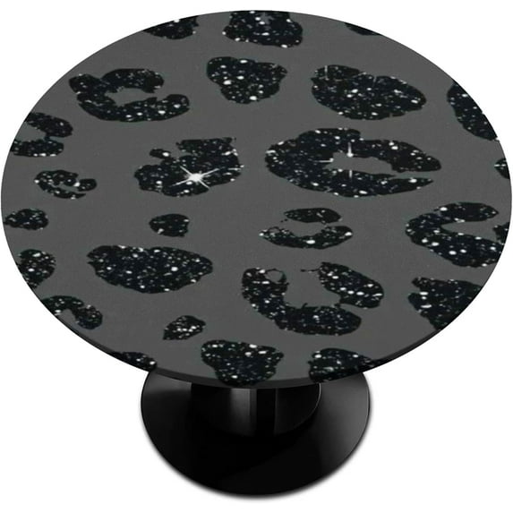 Round Tablecloths with Elastic Edge Leopard Animal Purple Skin Fitted Round Table Cloth Small Wipeable Washable Circle Table Covers for Dinner Patio Party Indoor Outdoor Kitchen Decor (Fit 40-44 In)