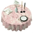 thumbnail image 1 of Round Tablecloths White Pink Flowers Table Cloth Water Resistant Fabric Spillproof Wrinkle Free Soft Table Covers for Dining Kitchen Parties Washable Tabletop Cover 60x60 Inch, 1 of 6