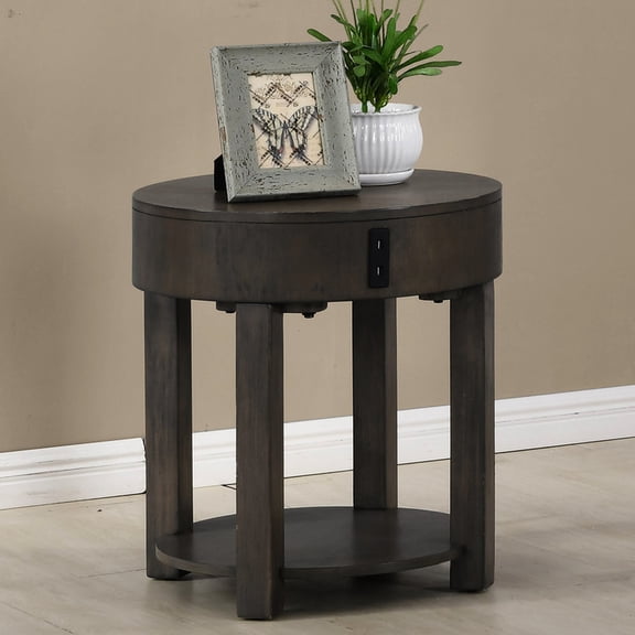 Round Tabletop, 20" Product Width - 20" Light Brown MDF Vanity Table for Dressing
