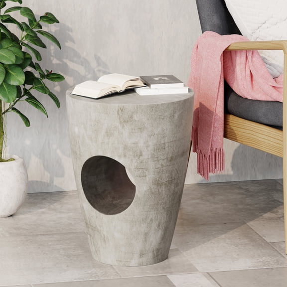 Round Tabletop Magnesium Oxide Side Table / Add Elegance to Outdoor Settings