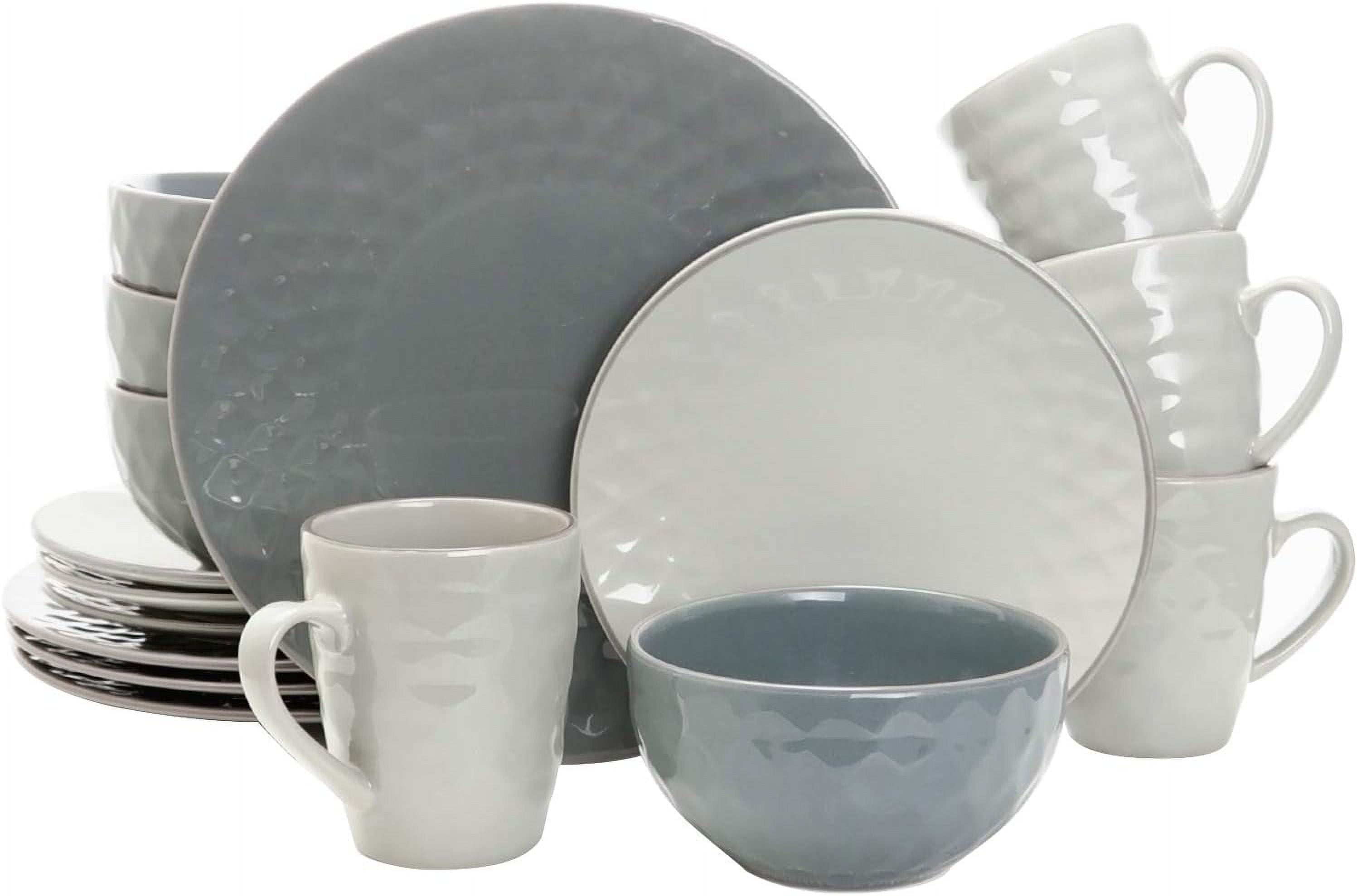Tahitian Diamond Slate and Stone 16-Piece Stoneware Dinnerware Set