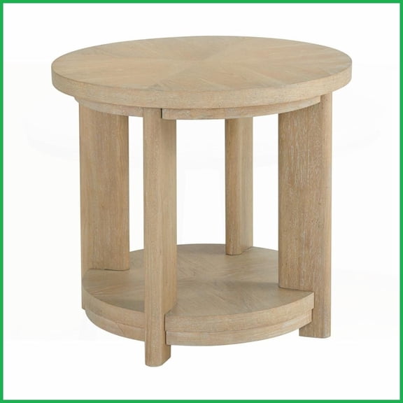 Round Tan Coffee Table for Living Room, Easy Assembly & Easy-Clean, 26x26x24 Inches
