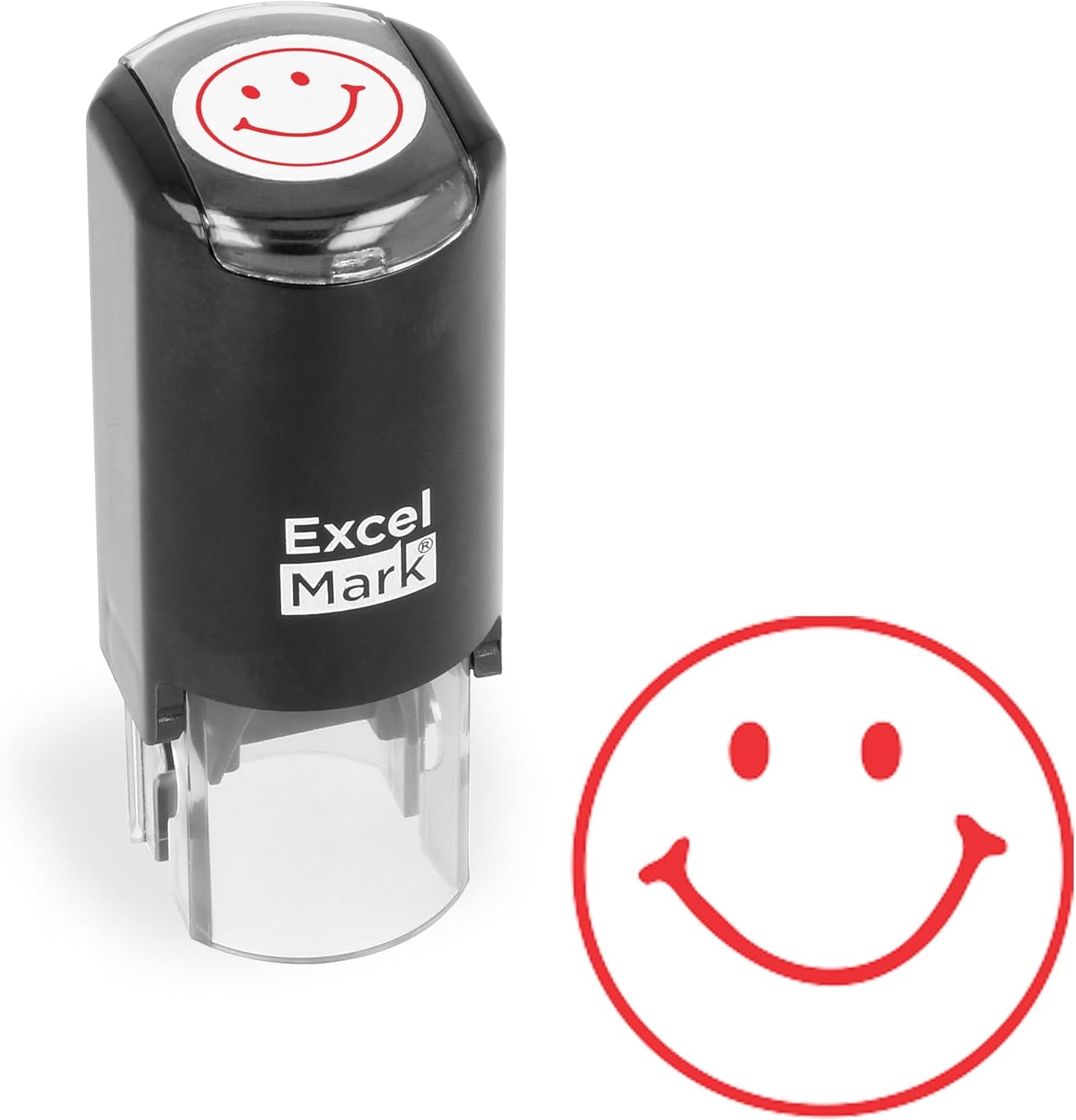 Round Teacher Stamp - SMILEY FACE 1 - RED INK