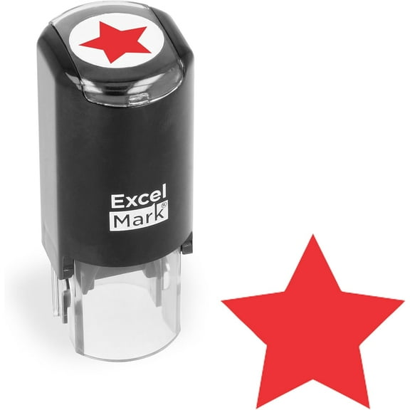 Round Teacher Stamp - SOLID STAR - RED INK