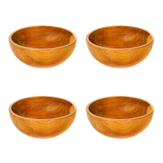 Round Teak Wood Bowl - Regular 4-Pack