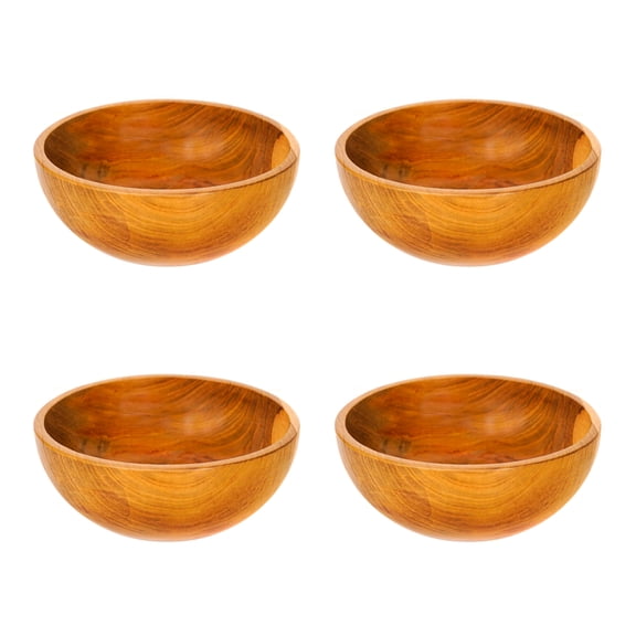Round Teak Wood Bowl - Regular 4-Pack