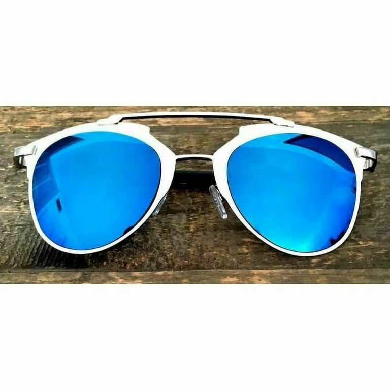 Blue Metal Bar Silver Frame Sunglasses Blue Metal Bar Silver Frame Sunglasses