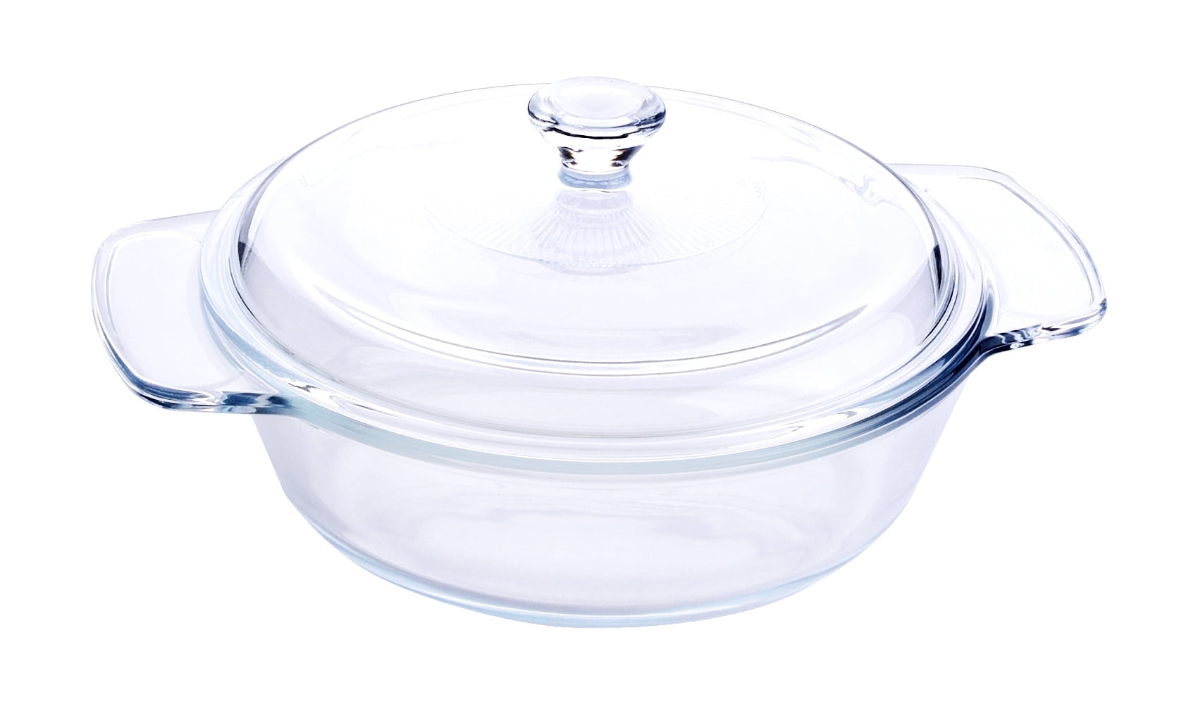 Round Tempered Glass Casserole Dish with Glass Lid - 1.7Liter