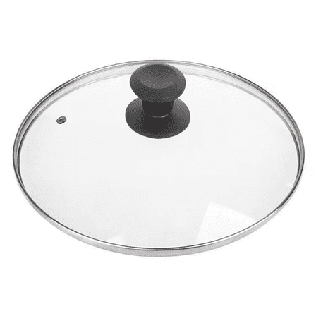 Round Tempered Glass Lid, Yghoky 12" Tempered Glass Lid for Frying Pan Replacement Cover with Black Knob Stainless Rim for 12 Inch Cookware Skillets Alluminium Pans 30Cm