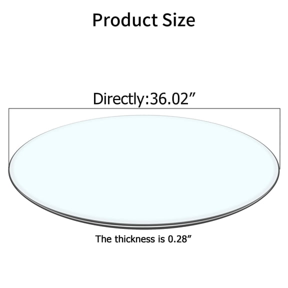 Round Tempered Glass Table Top with Scratch Resistance Transparent