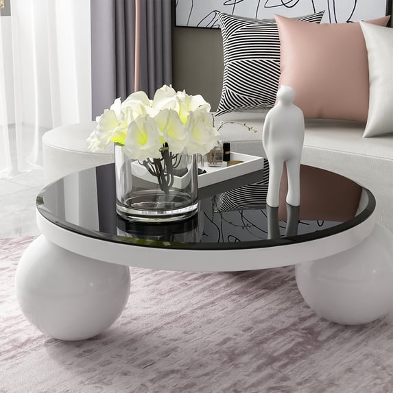 Round Tempered Glass Tabletop Dining Table With Beveled Polished Edge 1/2 Inch Thick 38.6" Inch Diameter