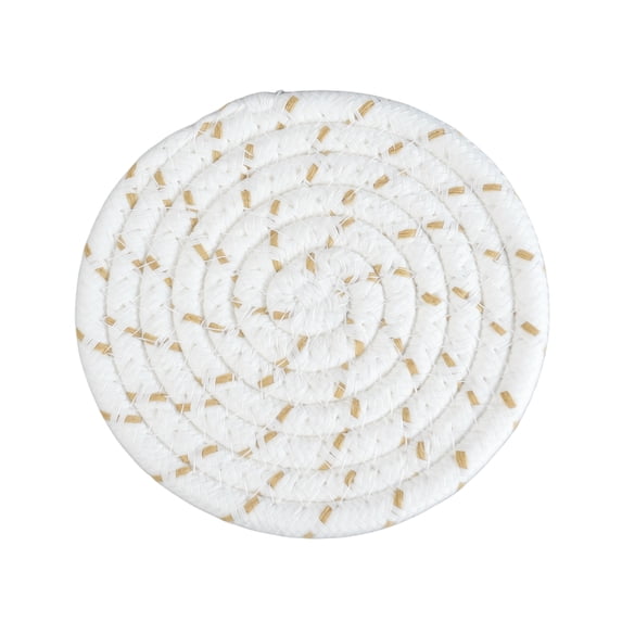 Round Textured Coiled Drink Coasters Decorative Tabletop Protective Mats for Hot Cups and Cold Mugs Rustic Home Dining Room Modern Kitchen Coffee Table Ornament , W