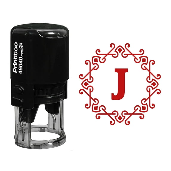 Round Thank You Stamp Monogram Rubber Stamp-G1