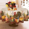 thumbnail image 1 of Round Thanksgiving Tablecloth 60 Inch, Fall Tablecloths Thanksgiving Pumpkin Turkey Washable Table Cover, Autumn Decoration Table Cloths Decor for Party Picnic Dinner, 1 of 6