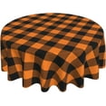 thumbnail image 1 of Round Thanksgiving Tablecloth 60 Inch Orange Black Buffalo Plaid Table Cover Waterproof Circle Table Cloth for Holiday Party Outdoor Kitchen Dining Table Decoration, 1 of 6