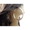 thumbnail image 1 of Round Thick Hoop Earrings Gold Plated 2.25 inch Pierced Hoops, 1 of 3
