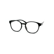 Round Thin Keyhole Horn Rim Plastic Reading Glasses Black +2.0