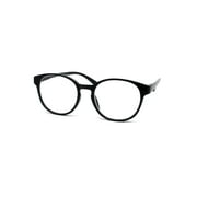 Round Thin Keyhole Horn Rim Plastic Reading Glasses Black +3.0