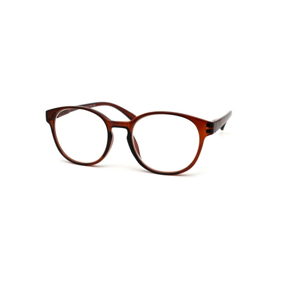 Round Thin Keyhole Horn Rim Plastic Reading Glasses Brown +1.25
