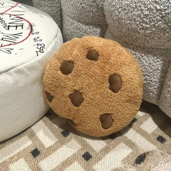 Round Throw Pillow 10.23 Inch Chocolate Cookie, Decorative Comfortable Soft Plush Funny Food Shaped Pillow Light Weight Seat Pad Cushion for Couch, Chair, Floor, Sofa