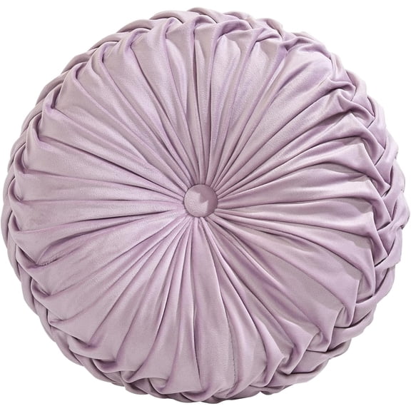 Round Throw Pillow 14.9inch Soft Round Floor Pillow Handmade Pleats Round Pillow Cushion for Couch Velvet Decorative Throw Pillow for Sofa Bed Living Room