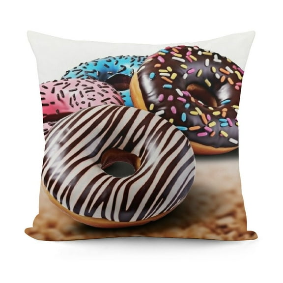 Round Throw Pillow Chocolate White Donut, Digital Print Decorative Soft Food Shaped Pillow, Light Weight Seat Cushion for Couch, Chair, Floor, Sofa,