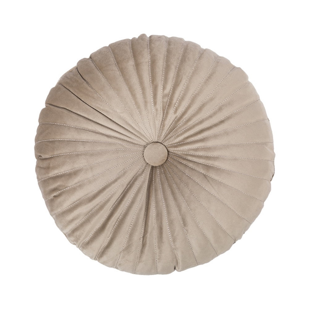 Round Throw Pillow European Solid Color Pumpkin Plush Cushion Rouched