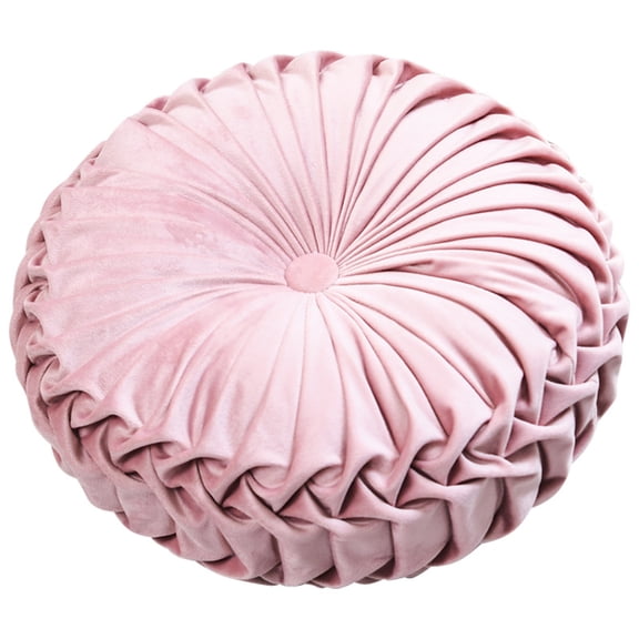 Round Throw Pillow Home Decoration Pleated Round Pillow Cushion for Couch Chair Bed Car 38 * 10CM Pink