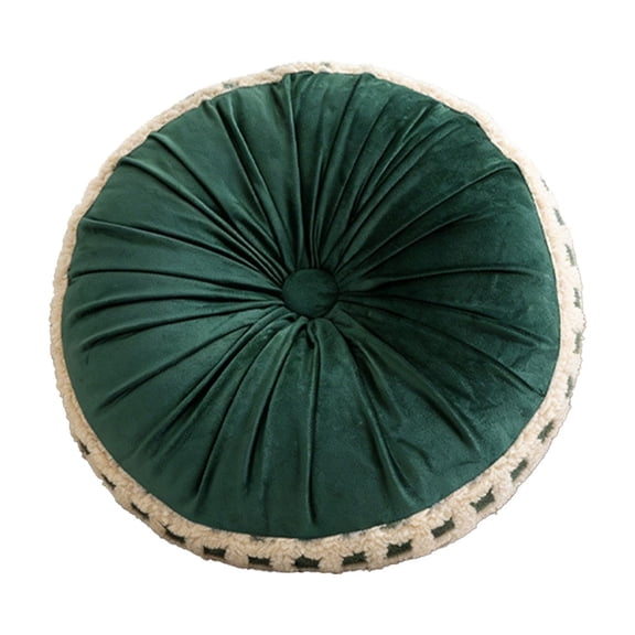 Round Throw Pillow Soft Faux Fur Decorative Pillow Small Pumpkin Throw Pillow Cushion for Living Room Sofa Bed 18in（Green）