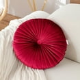 thumbnail image 1 of Round Throw Pillow Velvet Home Decoration Pleated Round Pillow Cushion for Couch Chair Bed Car Red, Velvet Pleated Pillow Filled European Solid Color, Red, 1 of 5