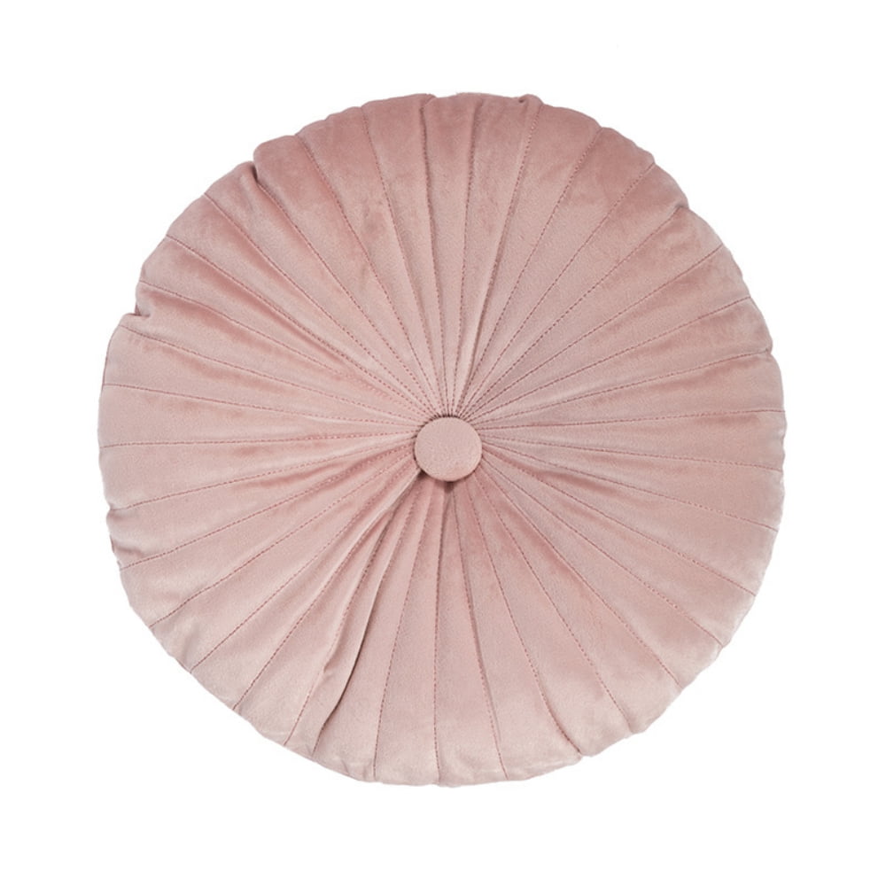 Round Throw Pillow Velvet Home Decoration Pleated Round Pillow Cushion for Couch Chair Bed 15 inch