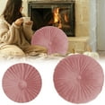 thumbnail image 1 of Round Throw Pillow Velvet Home Decoration Pleated Round Pillow Cushion for Couch Chair Bed Car, 1 of 9
