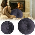 thumbnail image 1 of Round Throw Pillow Velvet Home Decoration Pleated Round Pillow Cushion for Couch Chair Bed Car, 1 of 9