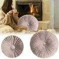 thumbnail image 1 of Round Throw Pillow Velvet Home Decoration Pleated Round Pillow Cushion for Couch Chair Bed Car, 1 of 9