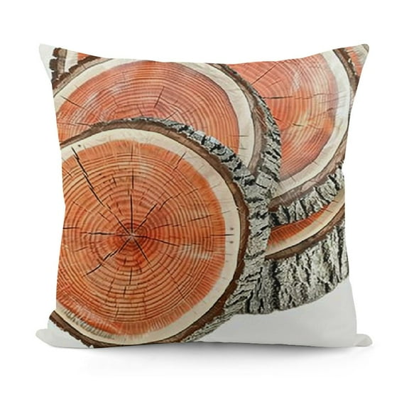 Round Throw Pillow Wood Slice Chair Pillow Decorative Wood Sofa Pillow Tree Stump Floor Cushion Natural Wood Cushion Pillow Digital Printing Forest Decor for Bedroom Living Room (Stylish)