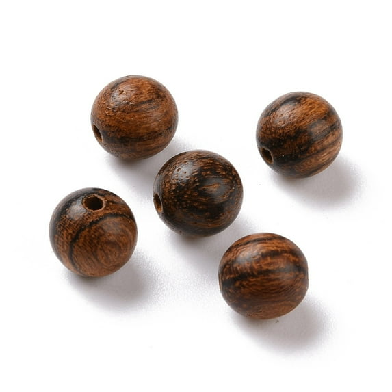 Round Tiger Skin Sandalwood Beads Undyed Coconut Brown 8mm Hole: 1.5mm