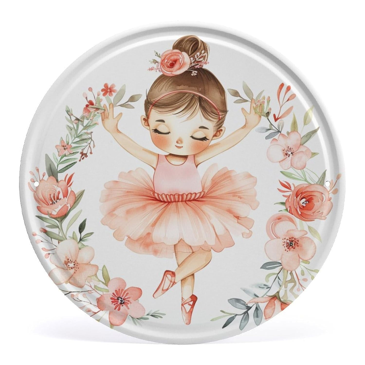 Round Tin Sign Ballet Cute Little Ballerina Vintage Metal Tin Sign Wall ...
