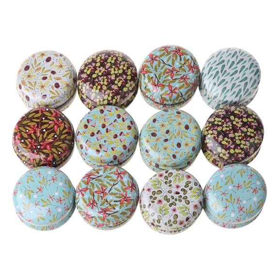 Round Tinplate Storage Box Mini Metal Elegant Flower Tin Boxes Jar for Case for Candy Cookie Lip Balm Portable Lipstic