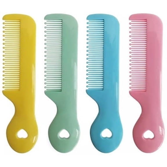 Wali - Baby Hair Comb Soft Round Tip Bristles, Multi Color, Set of 4