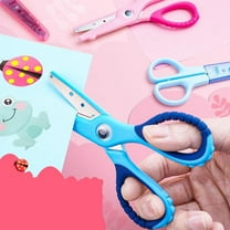 Round-Tip Craft Scissors, Safety Decorative Cutters, Blue, Safety Scissors With Round Blunt Tips And Decorative Edge, Blue Colored Handles For Easy Grip, Ideal For sch○○l And Craft Projects
