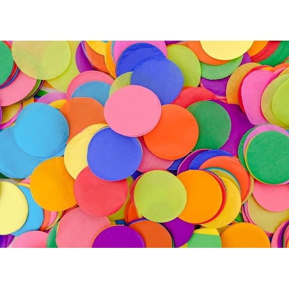 Round Tissue Confetti Circle Dots Rainbow - Confetti for Party Table Wedding Celebrations Multicolor Biodegradable Paper Tissue 1 inch Circles-1.4 Oz