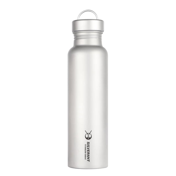 SILVERANT brand Round Titanium Water Bottle - 500ml/17.6 fl oz & 800ml/28.1 fl oz