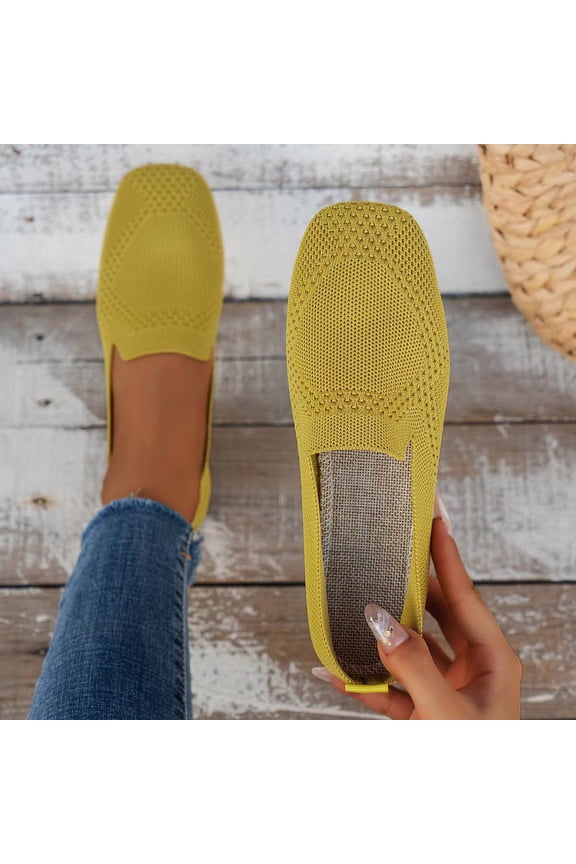 Round Toe Comfortable Women's Casual & Dress Shoes Daily Wear Spring Summer Plus Size Office Work Cushioned Casual Shoes for Travel Walking All Day Comfort Yellow B 9